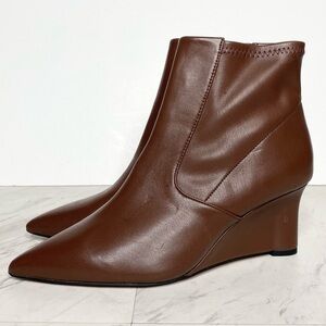 Franco Sarto Temira Brown Faux Leather Wedge Bootie 9M
